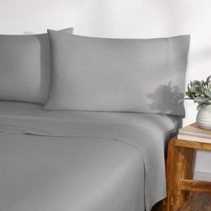 New Plain Chambray Queen Grey Sheet Set